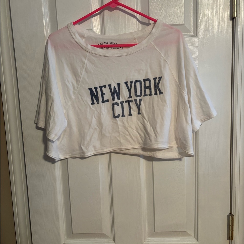 Aeropostale White Crop Boyfriend Tee